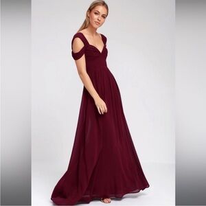 Lulus Make Me Move Burgundy Maxi Gown Dress